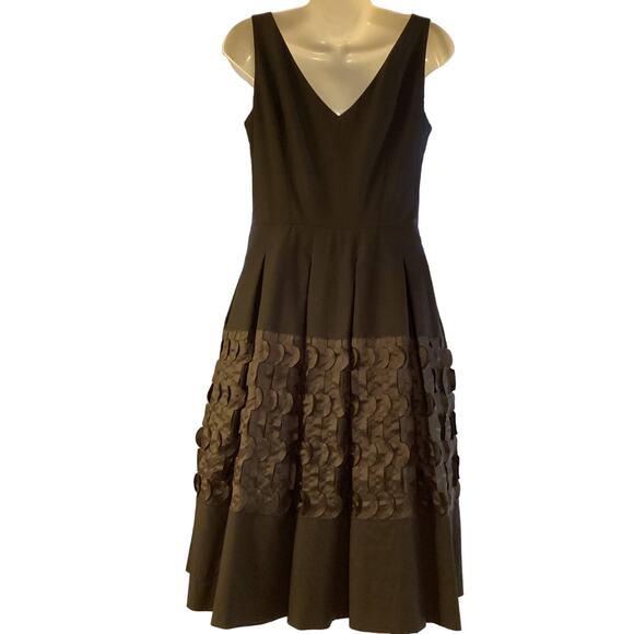 Piazza Sempione Black Full Skirt Ribbon Cocktail Evening Formal Dress 42 8 Lux - Picture 5 of 6